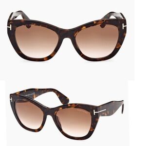 TOM FORD Cara 56MM Gradiant Lens UV Protection Square Sunglasses Brown New